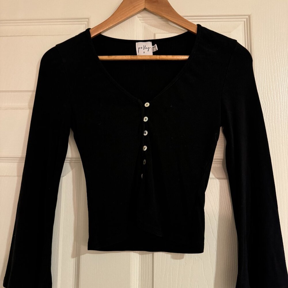 Princess Polly Black Button Up Top